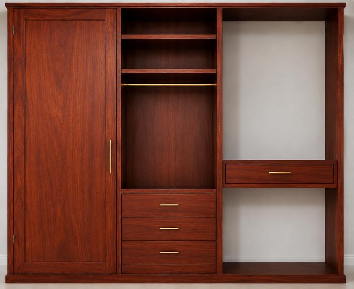 Armoire dressing en bois massif Acajou