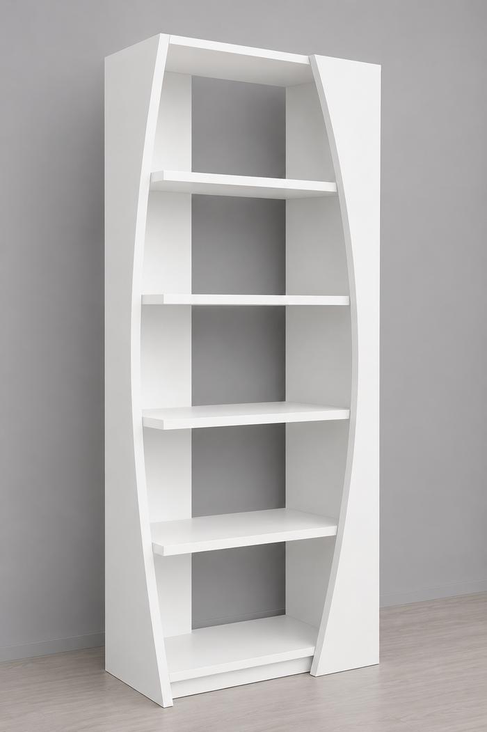 Bibliothèque design en bois laqué blanc