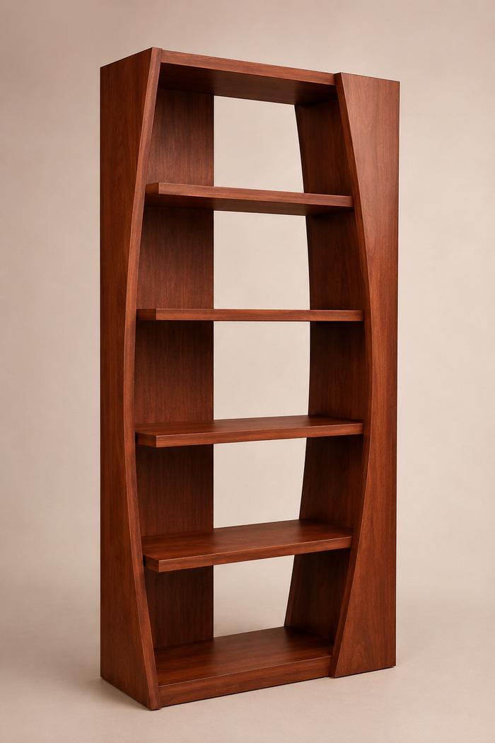 Bibliothèque design asymétrique en bois massif