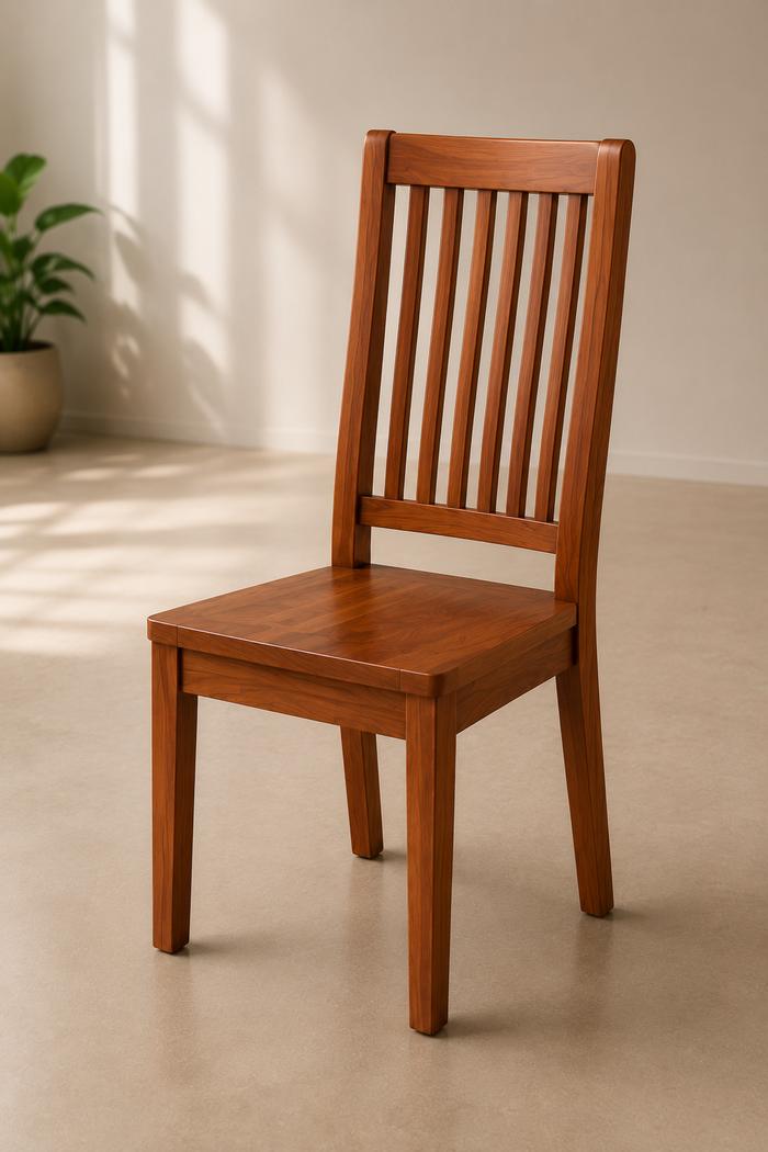Chaise de salle à manger en bois massif, gros plan