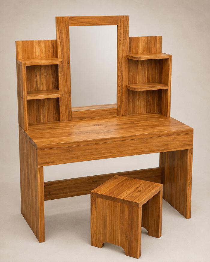 Coiffeuse avec miroir et tabouret assorti
