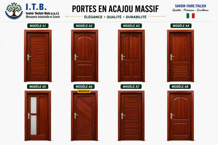 Collection de 8 modèles de portes en Acajou massif
