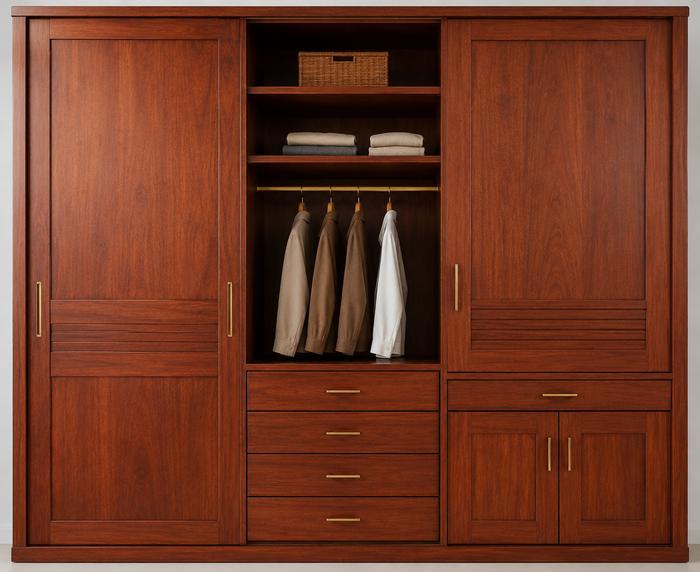 Dressing avec penderie et vêtements suspendus