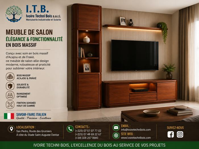 Meuble de salon avec colonne et meuble TV mural