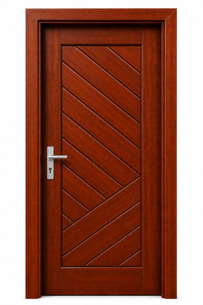 Porte à motif chevron diagonal en bois massif