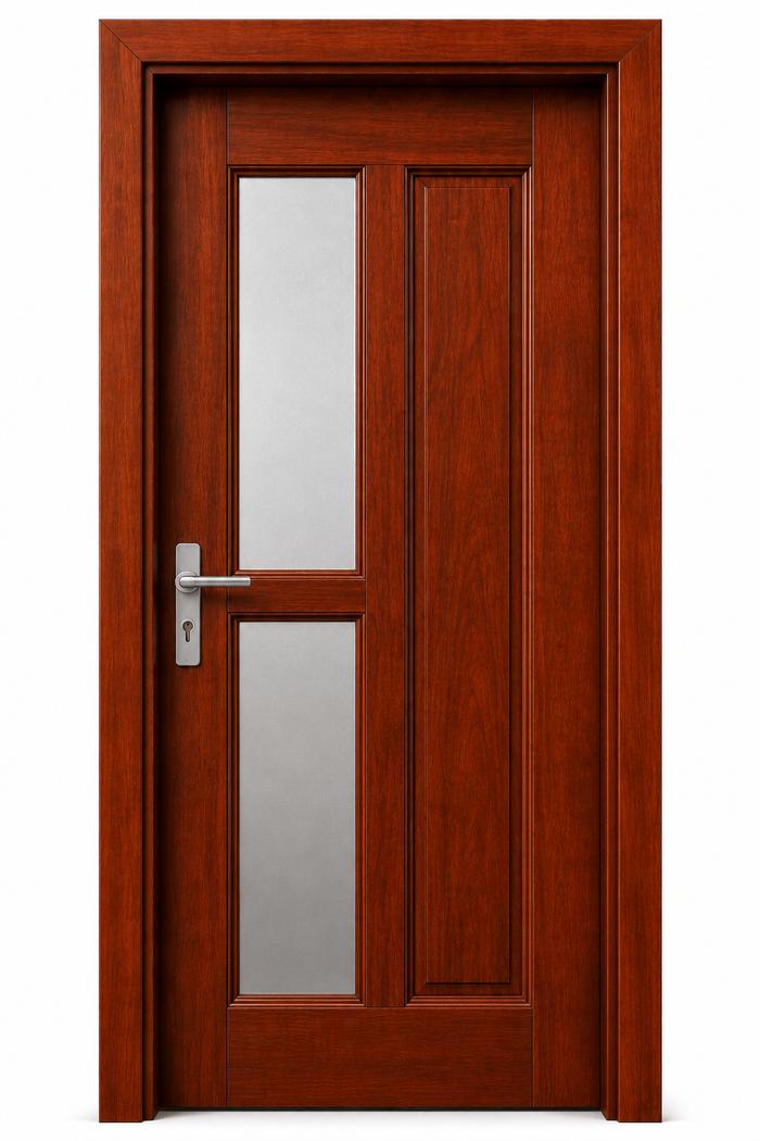 Porte avec inserts vitrés dépolis