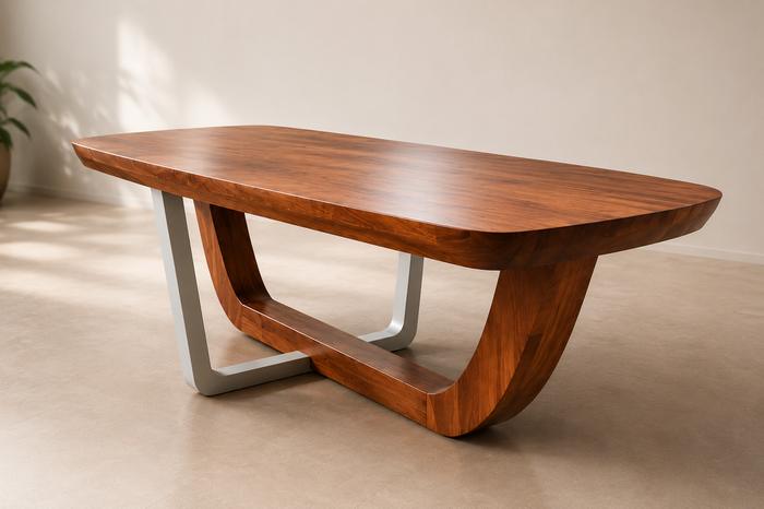 Table à manger design en bois massif et métal